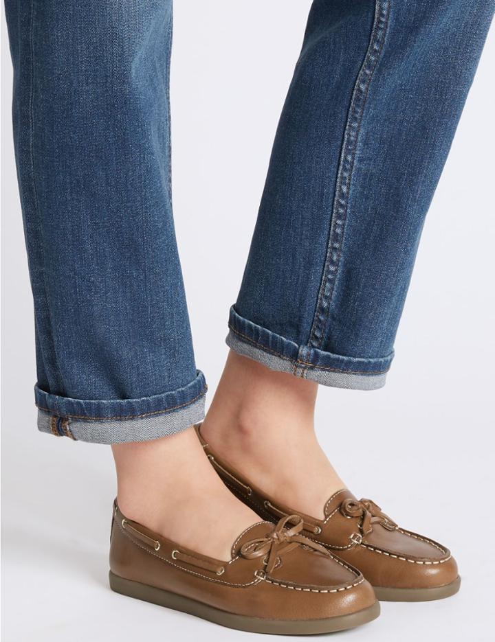 Marks & Spencer Leather Boat Shoes With Insolia Flex&reg; Tan