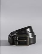 Marks & Spencer Leather Textured Rectangular Buckle Belt Black