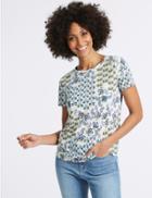 Marks & Spencer Geometrical Print Short Sleeve T-shirt Khaki Mix