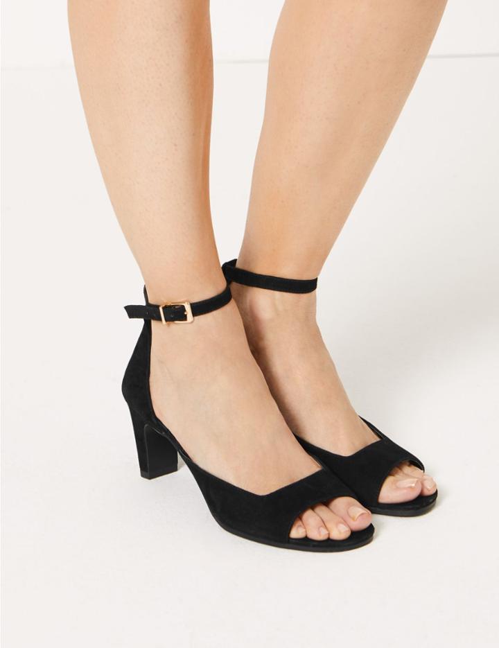 Marks & Spencer Suede Ankle Strap Sandals Black