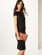 Marks & Spencer Velvet Embroidered Clutch Bag Blush