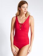 Marks & Spencer Secret Slimming&trade; Lace-up Swimsuit Red