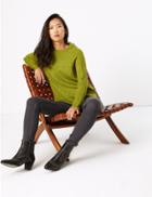 Marks & Spencer Long Sleeve Relaxed Fit Jumper Moss