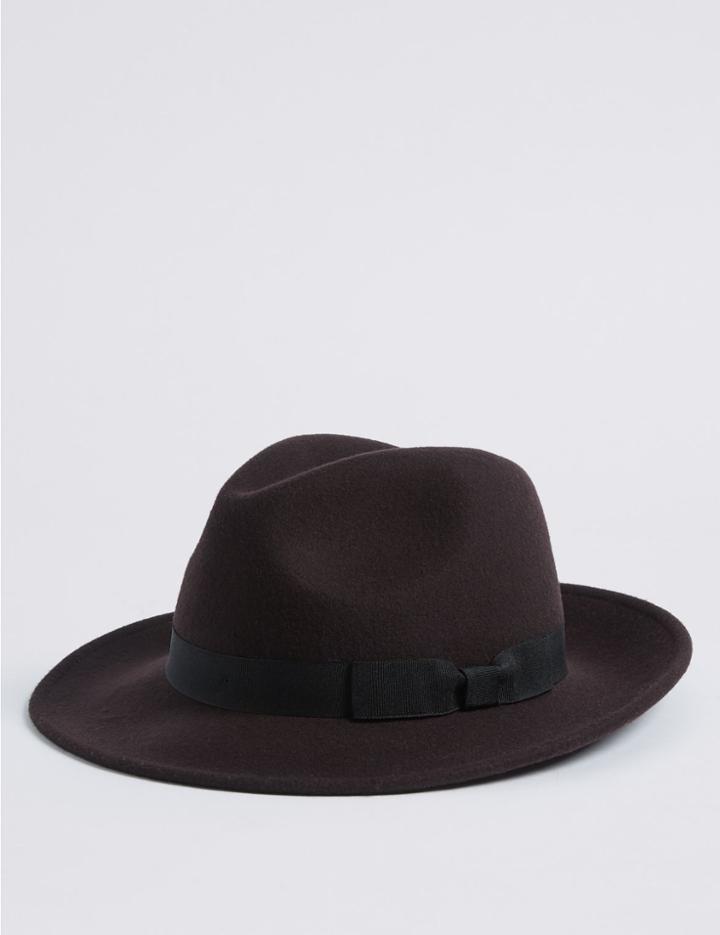 Marks & Spencer Pure Wool Fedora With Stormwear&trade; Mocha
