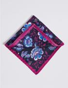 Marks & Spencer Pure Silk Floral Print Pocket Square Bright Magenta