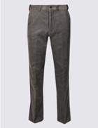 Marks & Spencer Regular Fit Pure Cotton Trousers Mid Grey