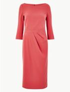 Marks & Spencer Seam Detail Midi Tailored Fit Dress Pink