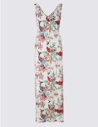 Marks & Spencer Floral Print Ruch Front Slip Maxi Dress Ivory Mix