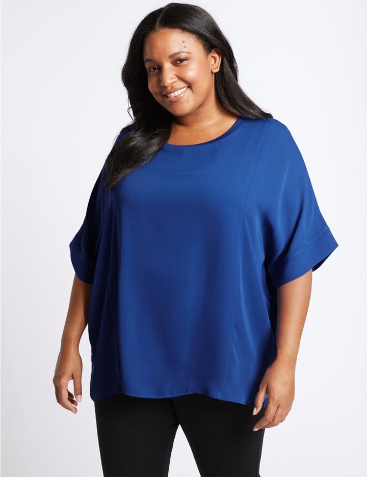 Marks & Spencer Curve Double Layer Half Sleeve Blouse Soft White