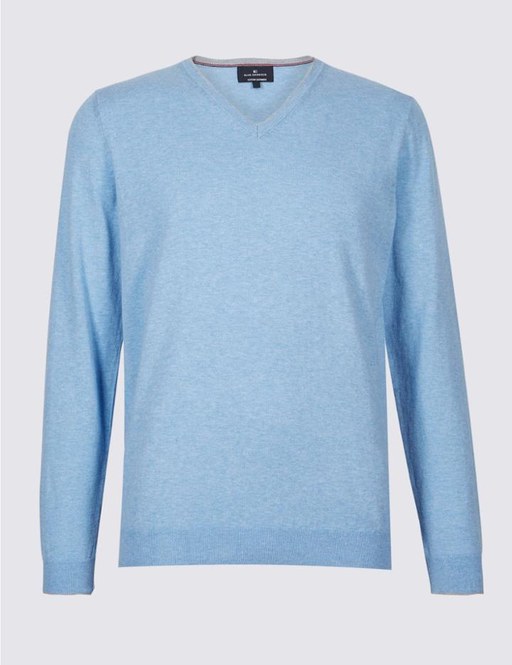 Marks & Spencer Cotton Rich Jumper Light Blue