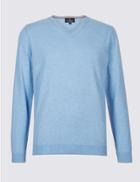 Marks & Spencer Cotton Rich Jumper Light Blue