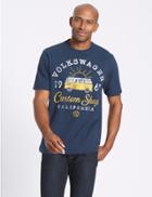 Marks & Spencer Pure Cotton Printed Vw Crew Neck T-shirt Navy