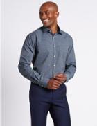 Marks & Spencer Linen Blend Tailored Fit Shirt Denim