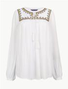 Marks & Spencer Embroidered Peasant Blouse Ivory