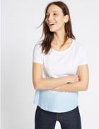Marks & Spencer Pure Cotton Dip Dye Short Sleeve T-shirt Chambray Mix