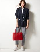 Marks & Spencer Faux Leather Soft Stud Tote Bag Medium Red