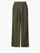 Marks & Spencer Wide Leg Cropped Trousers Khaki