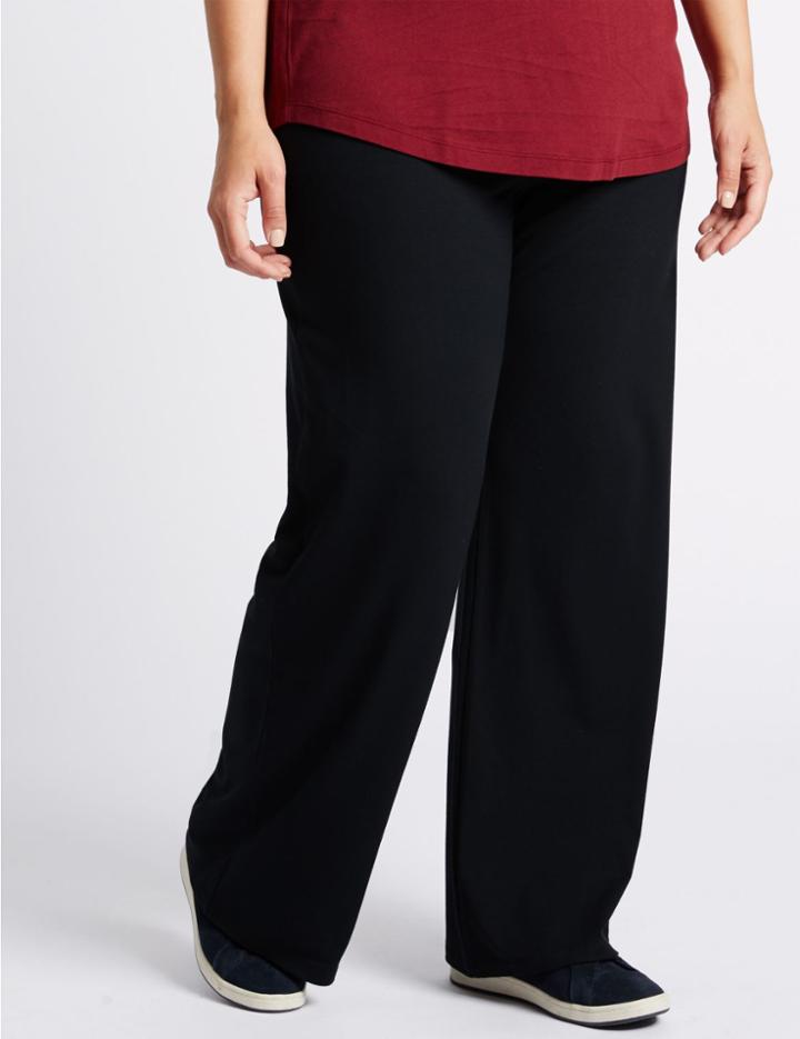 Marks & Spencer Jersey Wide Leg Trousers Navy