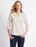 Marks & Spencer Pure Cotton Spotted 3/4 Sleeve Blouse Ivory