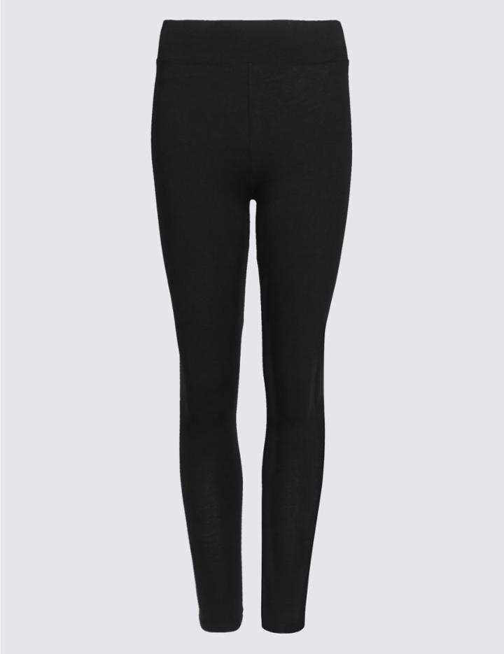 Marks & Spencer Cotton Rich Textured Leggings Black