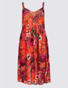 Marks & Spencer Floral Print Swing Midi Dress Red Mix