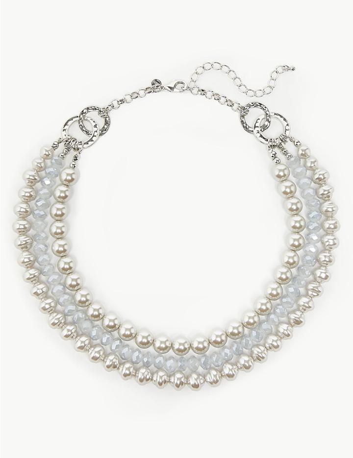Marks & Spencer Pearl Effect Sparkle Multi Row Necklace Grey