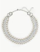 Marks & Spencer Pearl Effect Sparkle Multi Row Necklace Grey