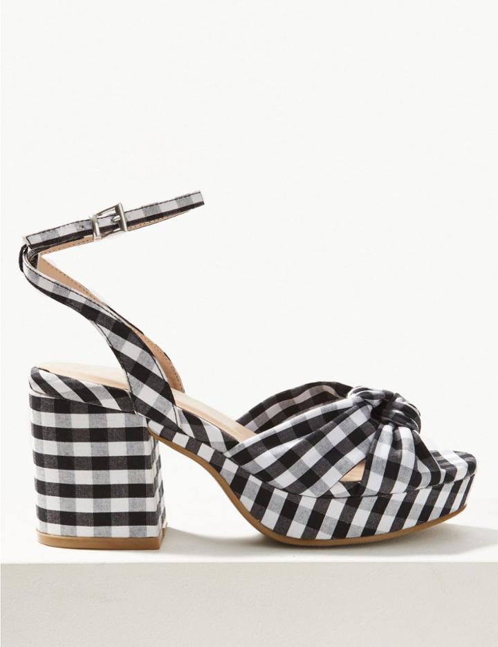 Marks & Spencer Checked Demi Ankle Strap Sandals Black/white