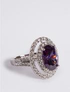 Marks & Spencer Platinum Plated Diamant Oval Ring Medium Purple