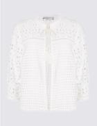 Marks & Spencer Pure Cotton Broderie Tassle Tie Jacket Soft White