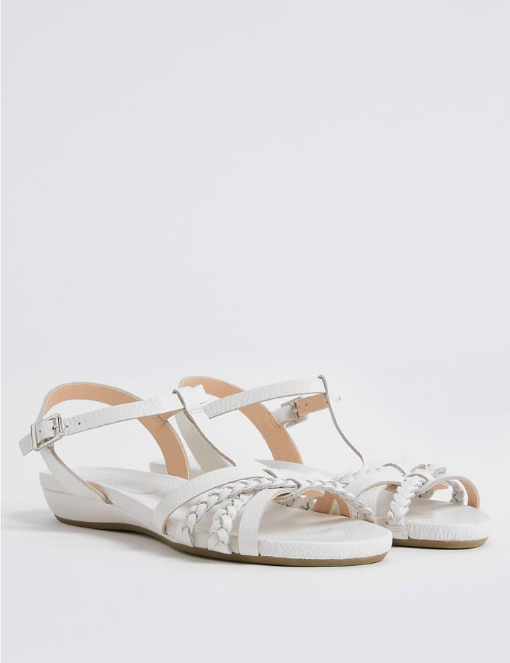 Marks & Spencer Wide Fit Leather Gladiator Sandals White