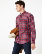 Marks & Spencer Pure Cotton Tartan Checked Shirt Red Mix
