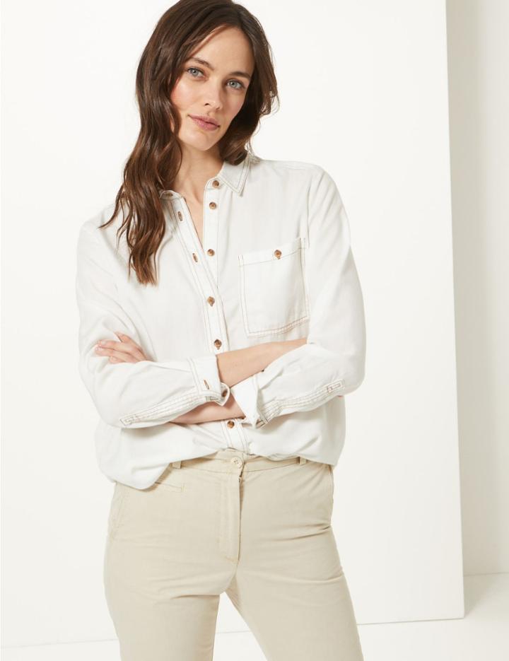 Marks & Spencer Long Sleeve Shirt Ecru