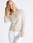 Marks & Spencer Pure Cotton Star Print Round Neck Jumper Oatmeal Mix