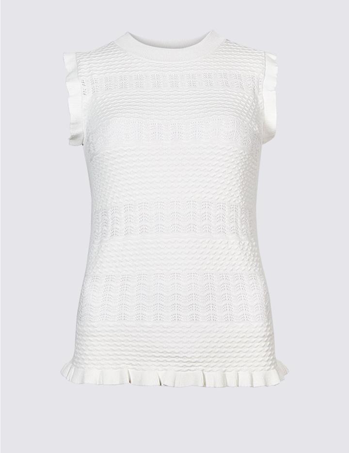 Marks & Spencer Textured Round Neck Jumper Soft White