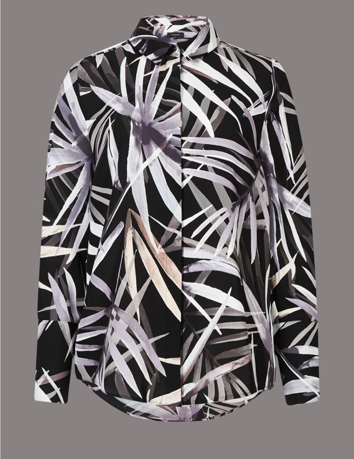Marks & Spencer Printed Long Sleeve Shirt Black Mix