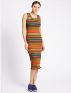 Marks & Spencer Striped Sleeveless Maxi Dress Green Mix