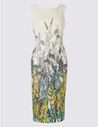 Marks & Spencer Floral Print Bodycon Midi Dress Ivory Mix