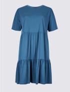 Marks & Spencer Pure Cotton Half Sleeve Tunic Dress Indigo