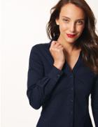 Marks & Spencer Polka Dot Long Sleeve Shirt Navy