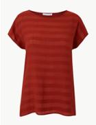 Marks & Spencer Striped Jersey Short Sleeve T-shirt Sienna