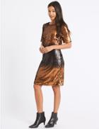 Marks & Spencer Colour Block Sequin Tunic Dress Bronze Mix