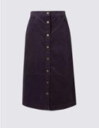 Marks & Spencer Cotton Rich A-line Midi Skirt Navy