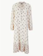 Marks & Spencer Printed Relaxed Fit Midi Dress Ivory Mix