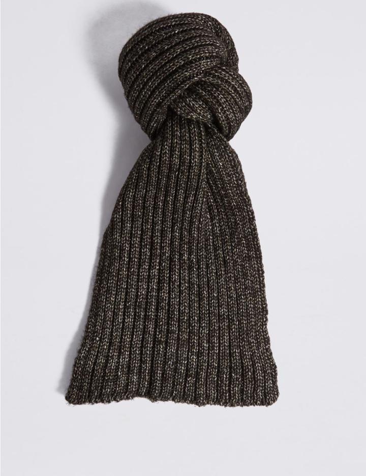 Marks & Spencer Metallic Ribbed Scarf Black Mix