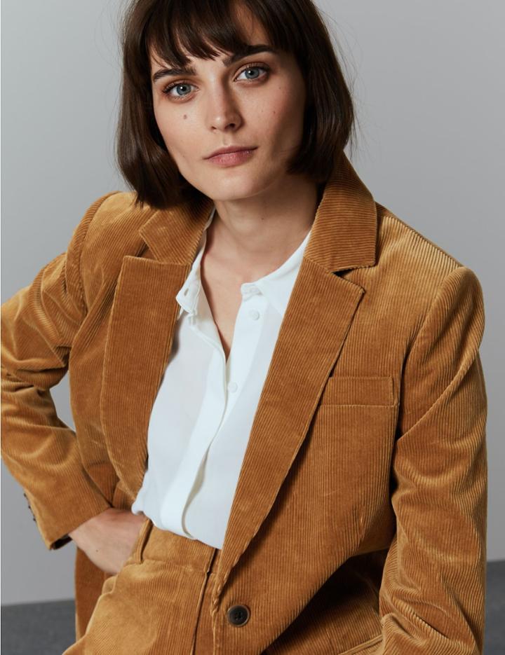 Marks & Spencer Textured Corduroy Blazer Cognac