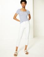 Marks & Spencer Cotton Rich High Waist Ankle Grazer Jeans Soft White