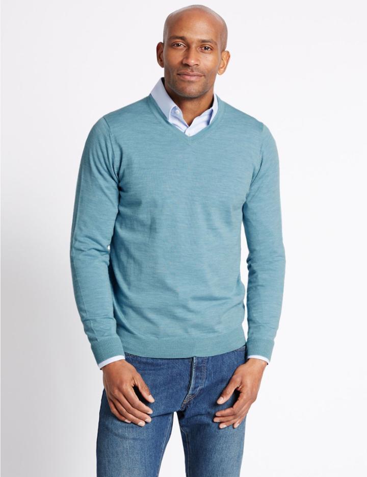 Marks & Spencer Pure Merino Wool Jumper Turquoise