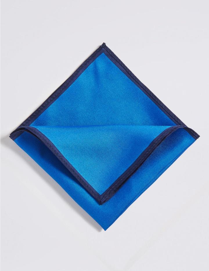 Marks & Spencer Pure Silk Pocket Square Royal Blue