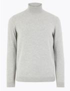 Marks & Spencer Cotton Rich Roll Neck Jumper Silver